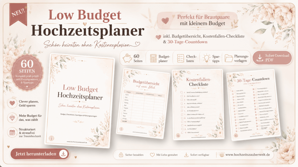 Low-Budget-Hochzeitsplaner – Planungshilfe für preisbewusste Hochzeitspaare